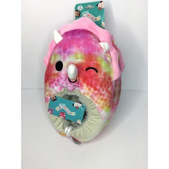 KellyToy Squishmallows Trinity Dino Kids Size 4/5 Pink Plush Slip-On Slipper - Picture 2 of 6